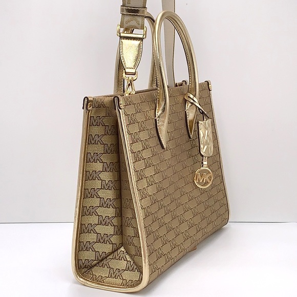 Michael Kors Medium Mirella EW Tote Bag Crossbody Shoulder Handbag PALE GOLD - Picture 12 of 16